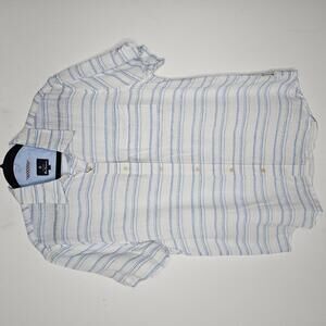 NWT Ben Sherman Men's White/Blue Striped Button Down Shirt Size Large